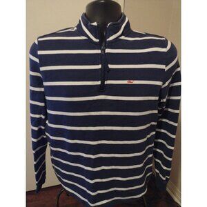 Vineyard Vines Men's Size XS Navy Blue Striped 1/4 Zip Sweater Cotton